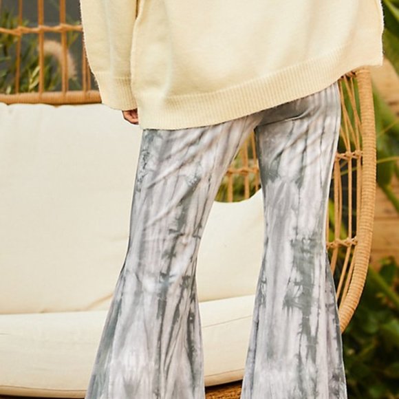 Grey Tie Dye Flare Pants - Picture 2 of 5